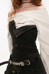 Chest-wrapped slim-fit denim skirt